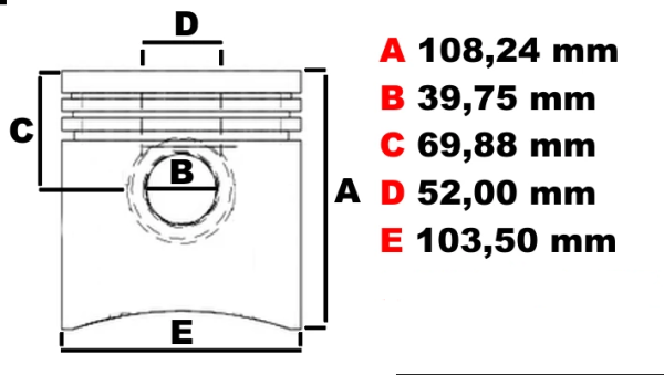 U5LP0058B - Поршень PERKINS в комплекті з кільцями (+0,50) 1004,42 1004,40TA  OE