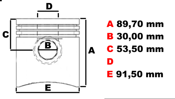 U5LL0036B - Поршень PERKINS в комплекті з кільцями (+0,50) 704-26