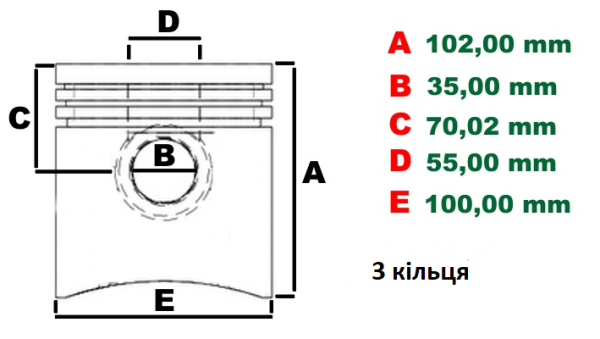 516K06710 - Поршень PERKINS з пальцем YA - 1006.6 AG - 1004.4