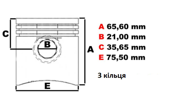 115026765 - PERKINS Поршень в комплекті з кільцями (+0,50) 103,10 KD - 103,10