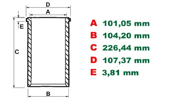 3135X033 - PERKINS Tuleja cylindrowa A4.248 Діаметр гільзи: 101,05 мм Необроблена