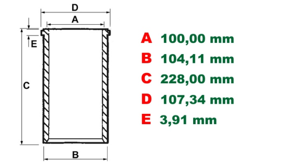 3135X063 - Гільза циліндра PERKINS raw 1004.4 T4.40CC   100,00мм не оброблена