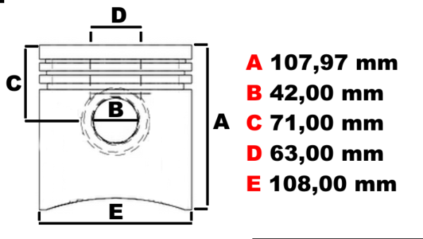04501352 - DEUTZ Поршень в комплекті з кільцями (108.00) BF6M1013EC TCD6L20132V  3 кільця